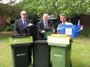 (l-r) Rochfords portfolio holder for the environment, Councillor Mike Steptoe, the leader of the council, councillor Terry Cutmore and the head of environmental services, Richard Evans